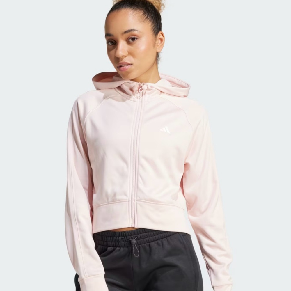 NWT AEROREADY GAME AND GO FULL-ZIP HOODED FLEECE JACKET Adidas Women's Pink